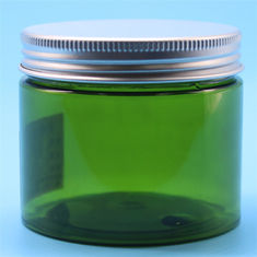 Green PET Plastic Jars , Plastic Cream Jar Including Nature Aluminum Cap