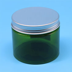 Green PET Plastic Jars , Plastic Cream Jar Including Nature Aluminum Cap