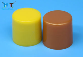China Brown And Yellow Plastic Bottle Screw Caps , Smooth Small Screw Cap factory