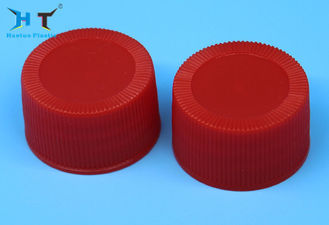 China Ordinary Red Plastic Screw Caps , 28mm Screw Cap Non Spill Ribbed Surface factory