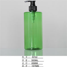 China Green Clear 500ml Plastic Cosmetic Bottles Round Shape Logo Customized factory