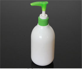 300ml Round Plastic Lotion Bottles , White Plastic Bottle With Pump Dispenser
