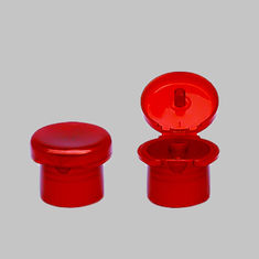 China Transparent Flip Top Bottle Lids Red Polish Surface For Cream Bottle factory
