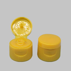 OEM Flip Top Bottle Lids 20.3 Mm Height Yellow Color With Ribbed Wall