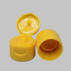 China OEM Flip Top Bottle Lids 20.3 Mm Height Yellow Color With Ribbed Wall factory
