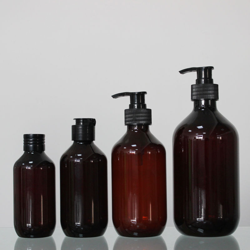 Amber Color Round 150/200/300/500ml Plastic Bottle Containers For Cosmetic supplier