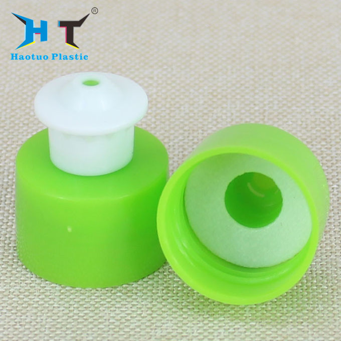 Green Plastic Push Pull Caps 20mm 24mm 28mm Fit Cosmetic / Perfume / Detergent
