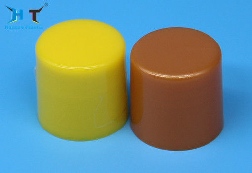 Brown And Yellow Plastic Bottle Screw Caps , Smooth Small Screw Cap