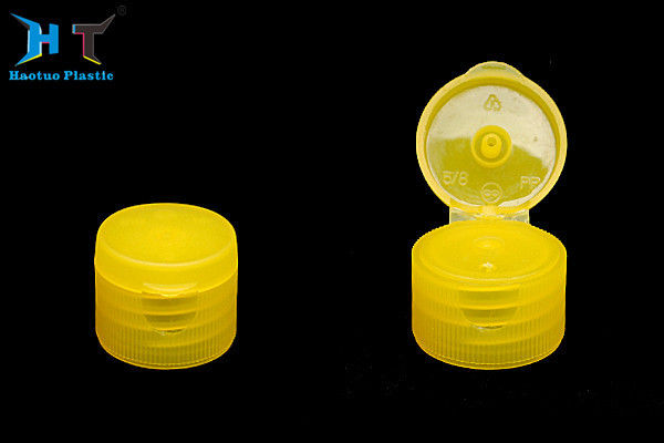 Yellow Color Flip Top Plastic Caps , Non Spill 20mm Flip Top Caps supplier
